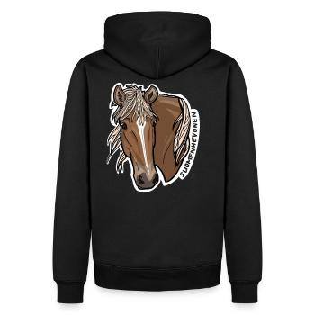 Finnisches Pferd - Männer Premium Bio Hoodie - Schwarz - Hinten - Nico (187cm)