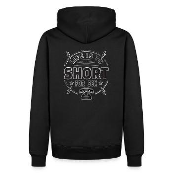 Life is too short for 56k Nerd Gamer Gift - Men’s Premium Organic Hoodie - black - Back - Nico (187cm)