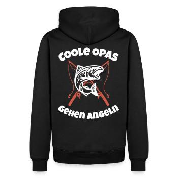Coole Opas gehen angeln Angler Opa Angelrute Fisch - Männer Premium Bio Hoodie - Schwarz - Hinten - Nico (187cm)