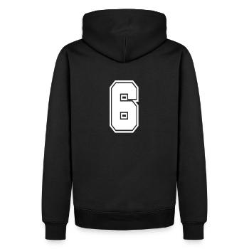 6 Rückennummer Collegestyle Football Fußball - Männer Premium Bio Hoodie - Schwarz - Hinten - Nico (187cm)