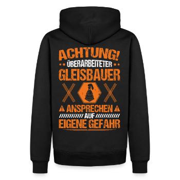 Gleisbauer Schienenarbeiter Gleisbau Geschenk - Männer Premium Bio Hoodie - Schwarz - Hinten - Nico (187cm)