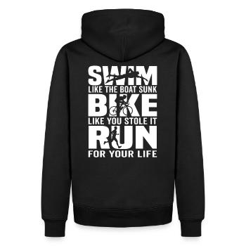 triathlon cadeau triathlon triathlete - Sweat à capuche Premium bio Homme - noir - Dos - Nico (187cm)