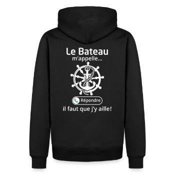 le bateau m'appelle il faut que j'y aille - Sweat à capuche Premium bio Homme - noir - Dos - Nico (187cm)