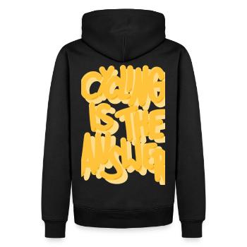 Cycling is the answer gelb - Männer Premium Bio Hoodie - Schwarz - Hinten - Nico (187cm)
