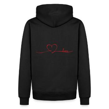 Arc de cœur avec police Love - Sweat à capuche Premium bio Homme - noir - Dos - Nico (187cm)