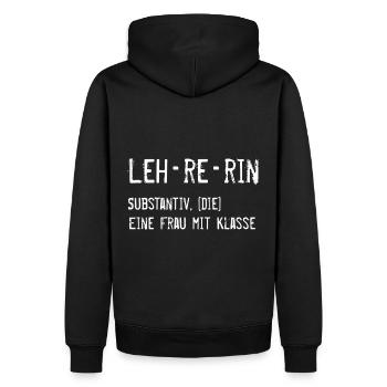 LEHRERIN Spruch Lexikon - Männer Premium Bio Hoodie - Schwarz - Hinten - Nico (187cm)