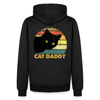 Katze Papa Vintage Katze 80er Jahre Retro Valentinstag - Männer Premium Bio Hoodie - Schwarz - Hinten - Nico (187cm)