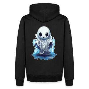 small, cute, creepy ghost - Men’s Premium Organic Hoodie - black - Back - Nico (187cm)