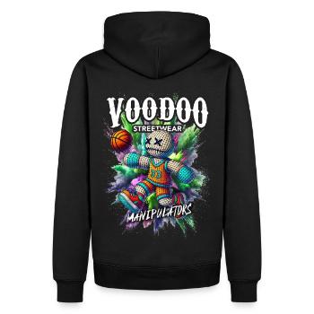 VooDoo "Manipulators" - Baller - Männer Premium Bio Hoodie - Schwarz - Hinten - Nico (187cm)