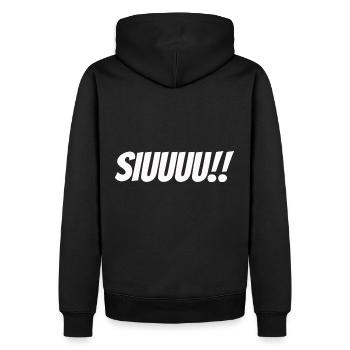 SIUUU weiß SIUU Shirt SIUUUU Hoodie - Männer Premium Bio Hoodie - Schwarz - Hinten - Nico (187cm)