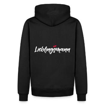 Lieblingsmann bester Mann Ehemann Spruch Geschenk - Männer Premium Bio Hoodie - Schwarz - Hinten - Nico (187cm)
