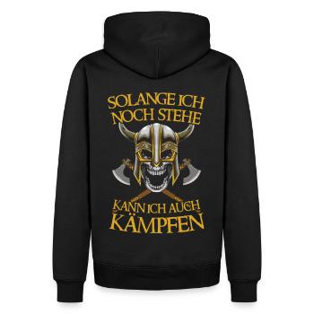 Solange ich noch stehe kann ich auch kämpfen - Männer Premium Bio Hoodie - Schwarz - Hinten - Nico (187cm)
