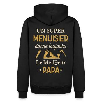 Super Papa Menuisier Cadeau Fete Des Peres - Sweat à capuche Premium bio Homme - noir - Dos - Nico (187cm)