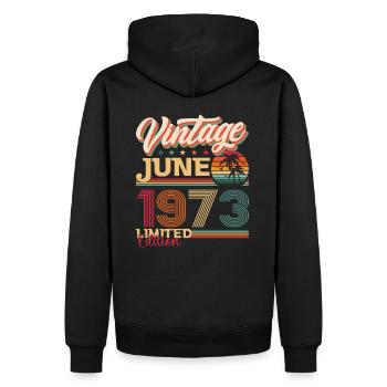 Millésime Juin 1973 49ème anniversaire Hommes 49 ans - Sweat à capuche Premium bio Homme - noir - Dos - Nico (187cm)