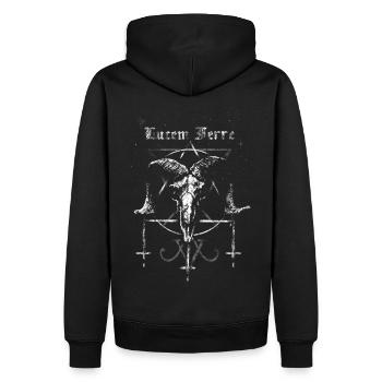 Lucem Ferre, Bearer of Light - Men’s Premium Organic Hoodie - black - Back - Nico (187cm)