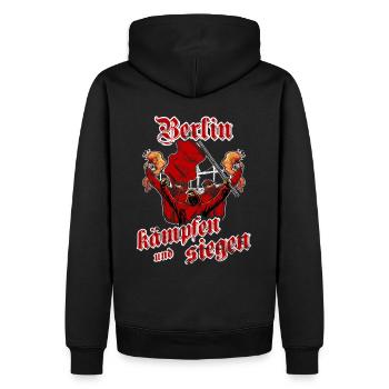 Berlin kämpfen und siegen - Männer Premium Bio Hoodie - Schwarz - Hinten - Nico (187cm)