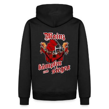 Mainz kämpfen und siegen - Männer Premium Bio Hoodie - Schwarz - Hinten - Nico (187cm)
