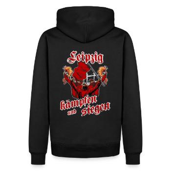 Leipzig kämpfen und siegen - Männer Premium Bio Hoodie - Schwarz - Hinten - Nico (187cm)