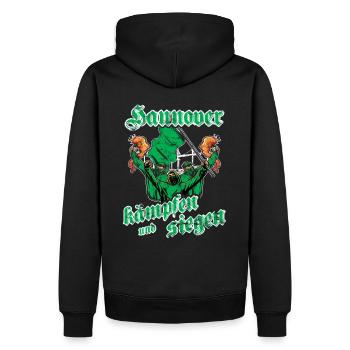Hannover kämpfen und siegen - Männer Premium Bio Hoodie - Schwarz - Hinten - Nico (187cm)