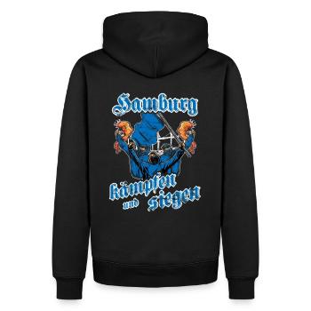 Hamburg kämpfen und siegen - Männer Premium Bio Hoodie - Schwarz - Hinten - Nico (187cm)