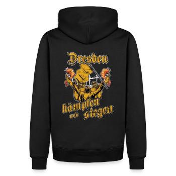 Dresden kämpfen und siegen - Männer Premium Bio Hoodie - Schwarz - Hinten - Nico (187cm)