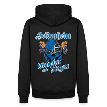 Heidenheim kämpfen und siegen - Männer Premium Bio Hoodie - Schwarz - Hinten - Nico (187cm)