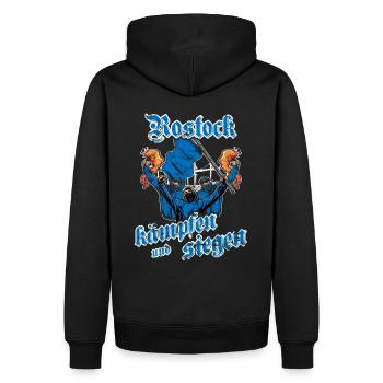 Rostock kämpfen und siegen - Männer Premium Bio Hoodie - Schwarz - Hinten - Nico (187cm)