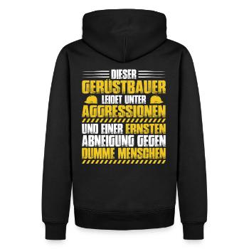 Gerüstbauer/Gerüstbau/Baustelle/Rohbau/Aggressiv - Männer Premium Bio Hoodie - Schwarz - Hinten - Nico (187cm)
