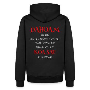 DAHOAM - Männer Premium Bio Hoodie - Schwarz - Hinten - Nico (187cm)