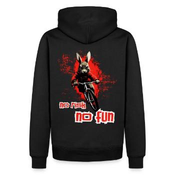 Lièvre enragé en VTT : pas de risque, pas de plaisir - Sweat à capuche Premium bio Homme - noir - Dos - Nico (187cm)