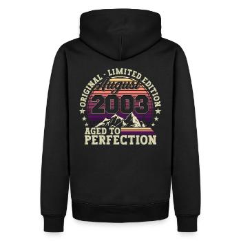 Original August 2003 19th Birthday Fun Gift - Men’s Premium Organic Hoodie - black - Back - Nico (187cm)