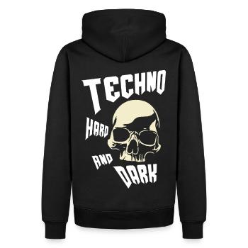 Techno Dur Et Sombre - Sweat à capuche Premium bio Homme - noir - Dos - Nico (187cm)