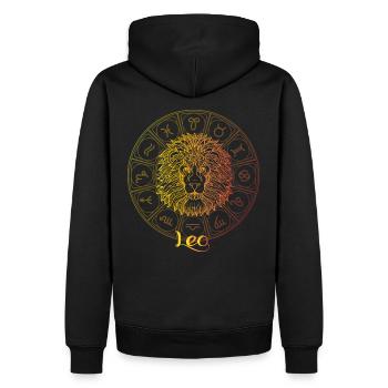 Signe du zodiaque de Léo - Sweat à capuche Premium bio Homme - noir - Dos - Nico (187cm)