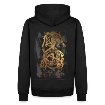 Fenrir Wolf - Valhalla - Nordique - Odin - Sweat à capuche Premium bio Homme - noir - Dos - Nico (187cm)