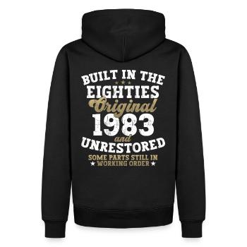 Construit dans les années quatre-vingt 1983 39e anniversaire hommes - Sweat à capuche Premium bio Homme - noir - Dos - Nico (187cm)