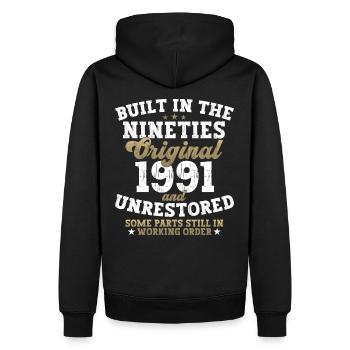 Built in the nineties 1991 31. Geburtstag Herren - Männer Premium Bio Hoodie - Schwarz - Hinten - Nico (187cm)