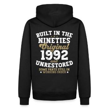 Built in the nineties 1992 30. Geburtstag Herren - Männer Premium Bio Hoodie - Schwarz - Hinten - Nico (187cm)