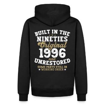 Built in the nineties 1996 26. Geburtstag Herren - Männer Premium Bio Hoodie - Schwarz - Hinten - Nico (187cm)