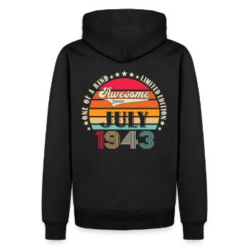 Génial depuis juillet 1943 79ème anniversaire Men’s Fun - Sweat à capuche Premium bio Homme - noir - Dos - Nico (187cm)