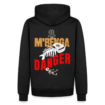 M'Benga-Gefahr - Männer Premium Bio Hoodie - Schwarz - Hinten - Nico (187cm)