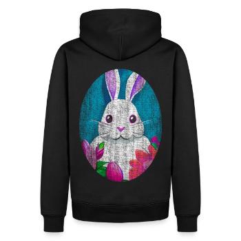 Easter Bunny retro usagé - look cool - Sweat à capuche Premium bio Homme - noir - Dos - Nico (187cm)
