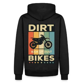 Kick Up Dust – Vintage Dirt Bike Vibes - Männer Premium Bio Hoodie - Schwarz - Hinten - Nico (187cm)