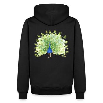 Pfau - Männer Premium Bio Hoodie - Schwarz - Hinten - Nico (187cm)