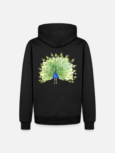 Pfau - Männer Premium Bio Hoodie - Schwarz