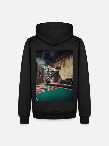 Chat dans le casino - Sweat à capuche Premium bio Homme - noir