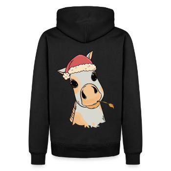 Poulain bébé Noël cadeau de Noël cheval fou - Sweat à capuche Premium bio Homme - noir - Dos - Nico (187cm)