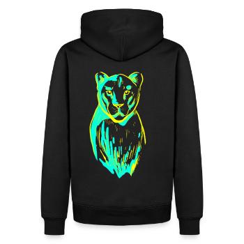 Tiger Löwe Katze Katzen Wildtiere Leopard - Männer Premium Bio Hoodie - Schwarz - Hinten - Nico (187cm)