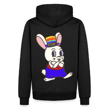 Regenbogen Kaninchen Hase LGBT Gay Pride Hasen - Männer Premium Bio Hoodie - Schwarz - Hinten - Nico (187cm)