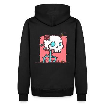 tête de mort skull squelette rose macabre - Sweat à capuche Premium bio Homme - noir - Dos - Nico (187cm)
