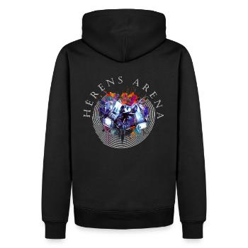 Herens Arena, vache d'hérens - Sweat à capuche Premium bio Homme - noir - Dos - Nico (187cm)